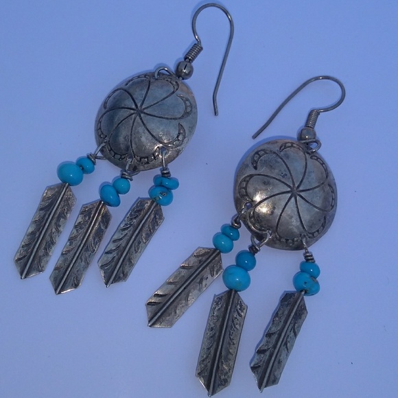 VTG 925 Southwestern N.A. Turquoise Silver  Concho - Picture 3 of 8